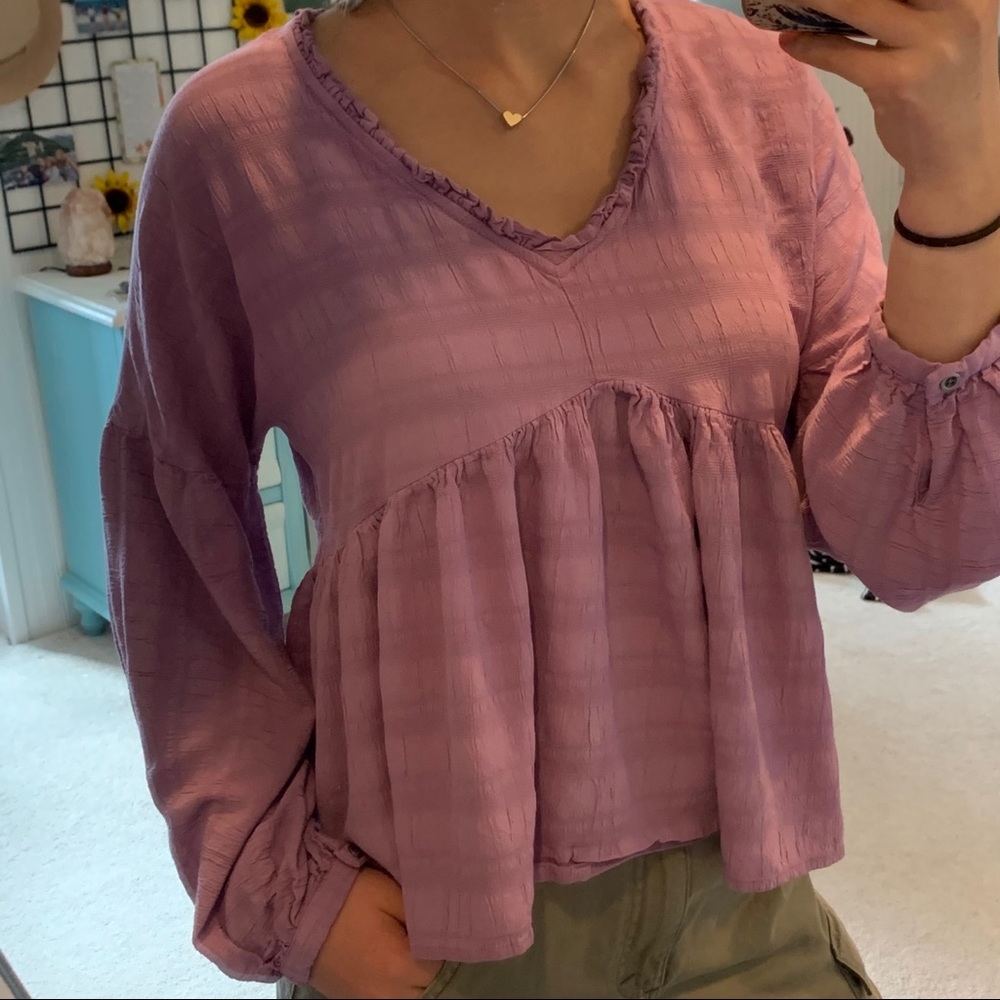 long sleeved purple flow top